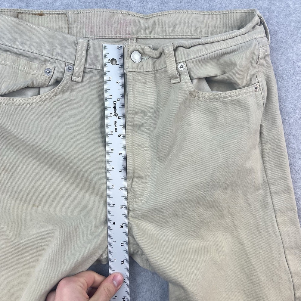 Levis 501 Jeans Mens 32x30 Vintage Made USA Tan khaki Button Fly Straight 1999 - Picture 12 of 16